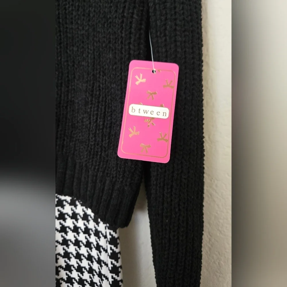 btween Black Knit Top with Houndstooth Bottom